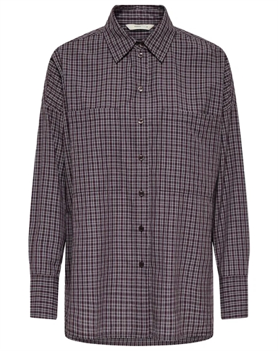 Only - ONLFenna L/S Oversize Skjorte - Winetasting/Grey/White